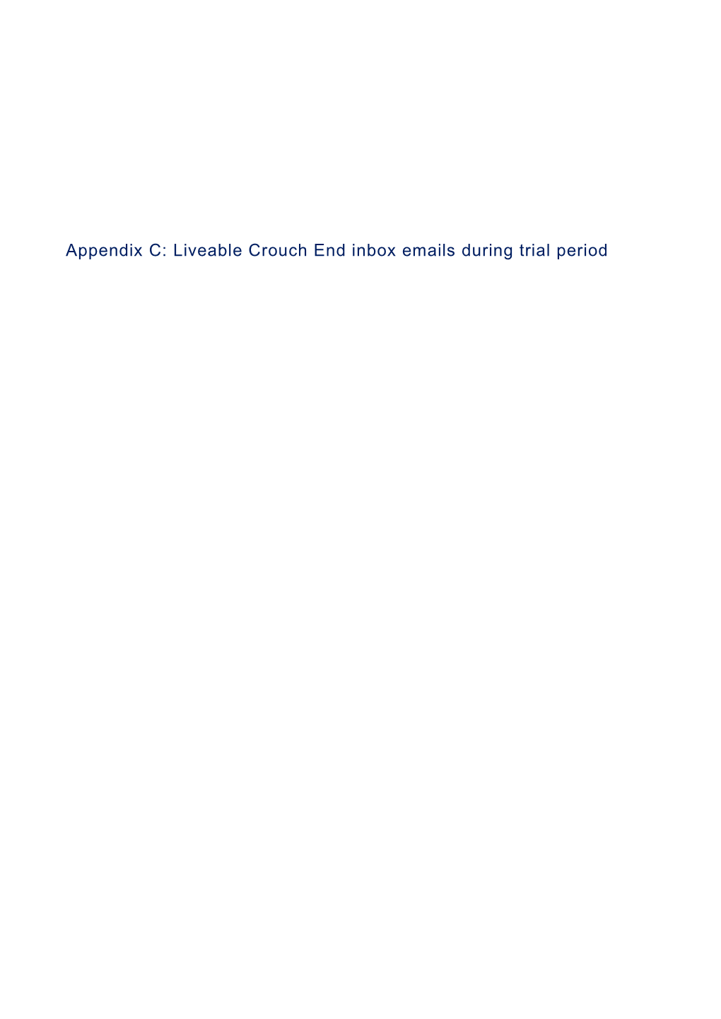 Liveable Crouch End Inbox Emails During Trial Period