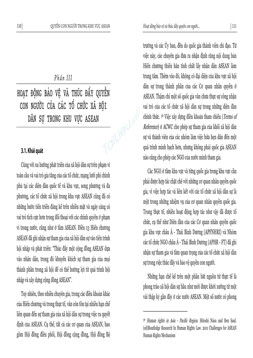 Hoạt Động Bảo Vệ Và Thúc Đẩy Quyền Con Người Của Các Tổ