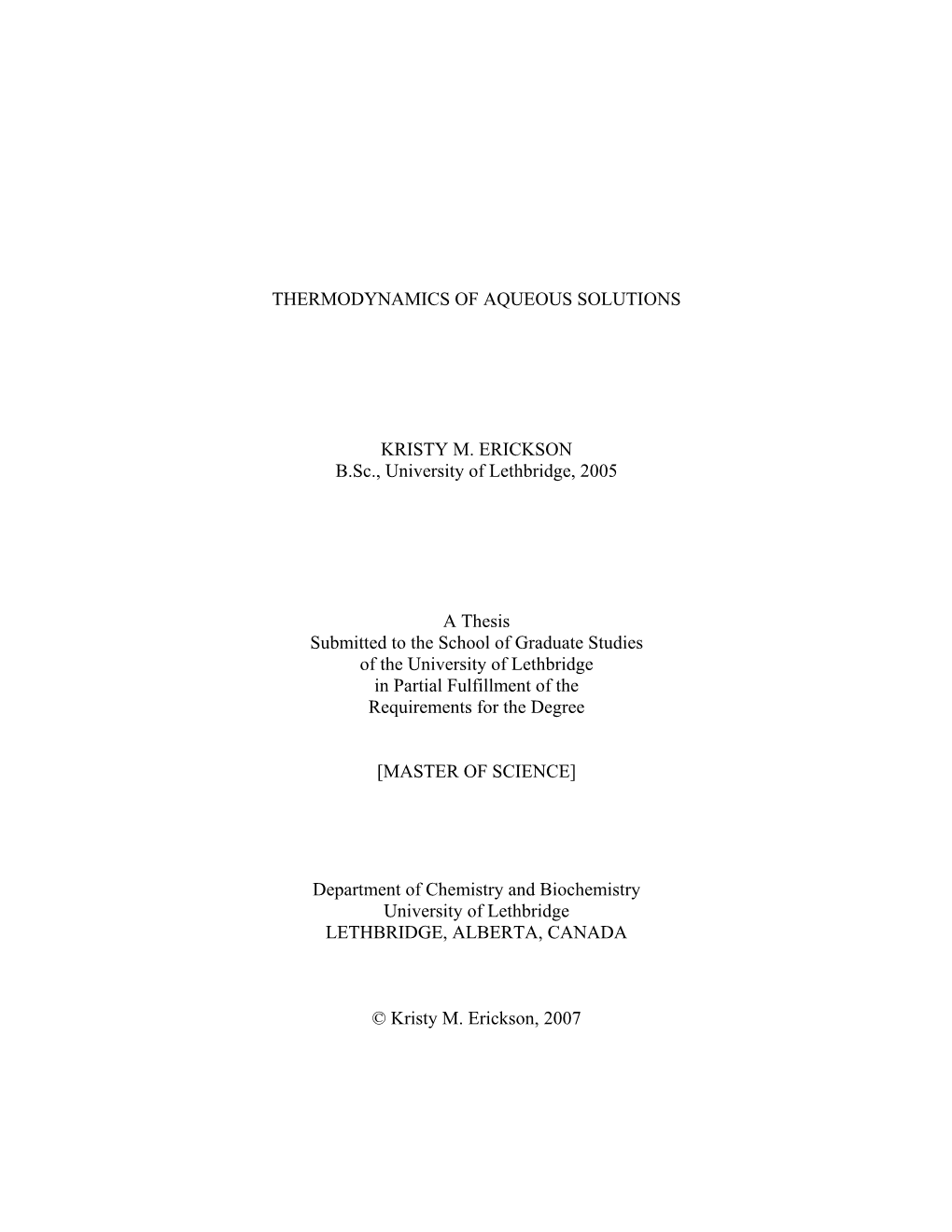 Thermodynamic Study of Aqueous Rare Earth