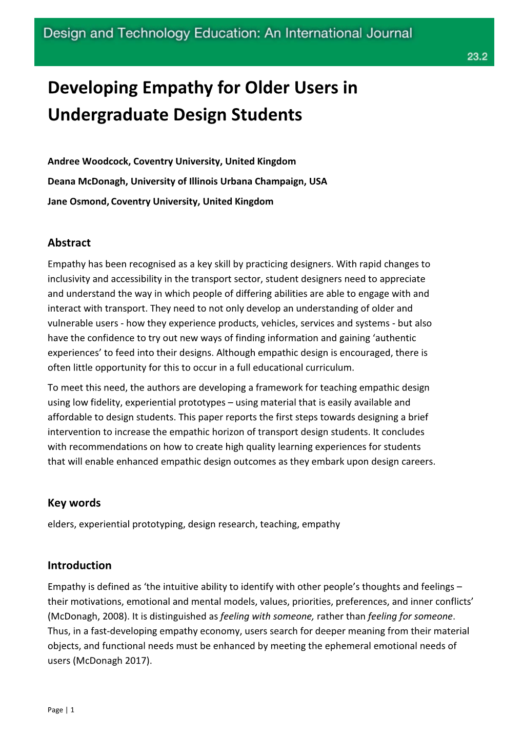 Developing Empathy for Older Users in Undergraduate Design Students