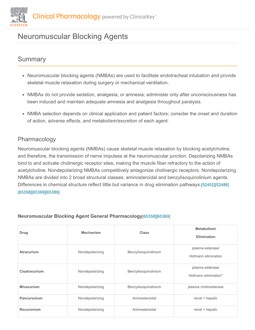 Neuromuscular Blocking Agents