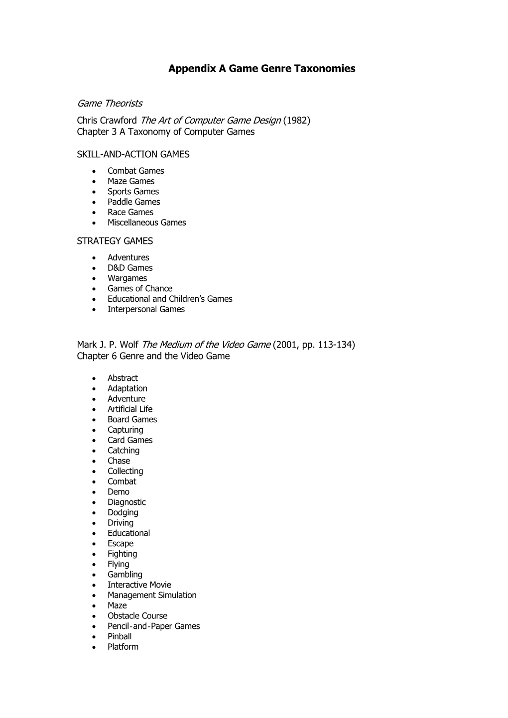 Appendix Appendices