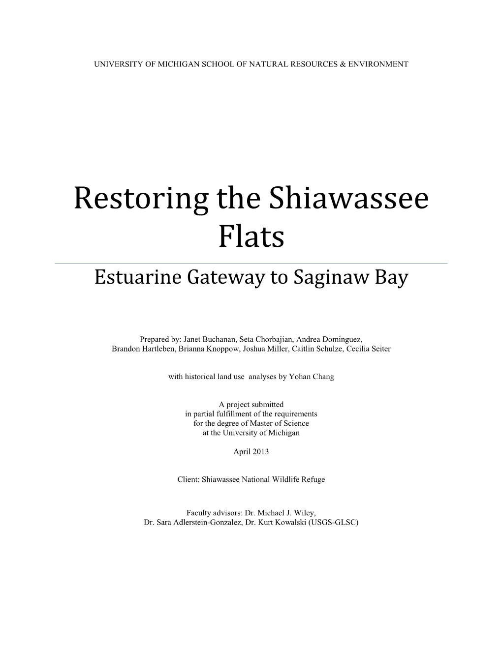 Restoring the Shiawassee Flats