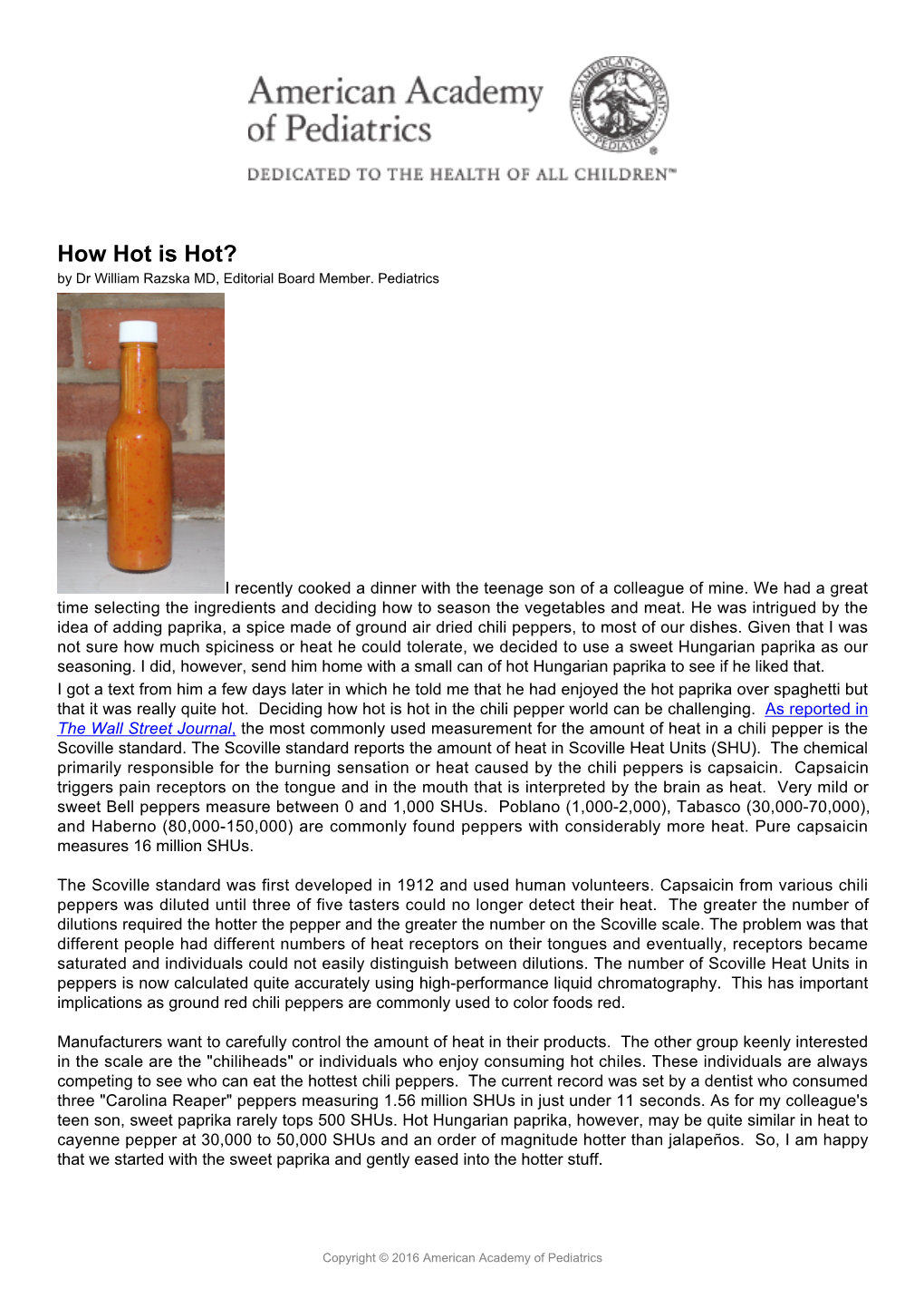 How Hot Is Hot? by Dr William Razska MD, Editorial Board Member