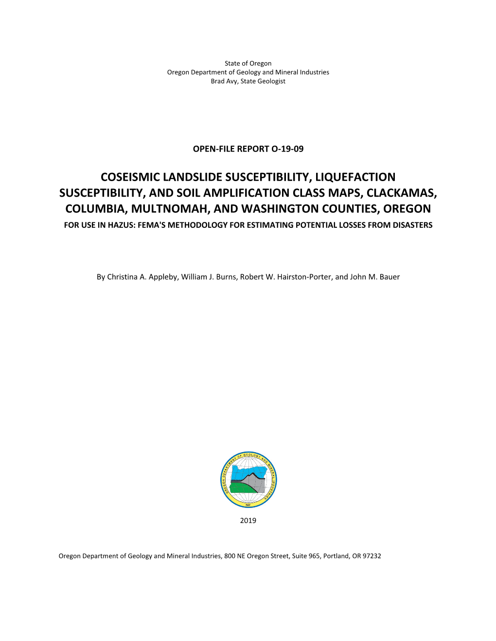 DOGAMI Open-File Report O-19-09, Coseismic Landslide Susceptibility, Liquefaction Susceptibility, and Soil Amplification Class M