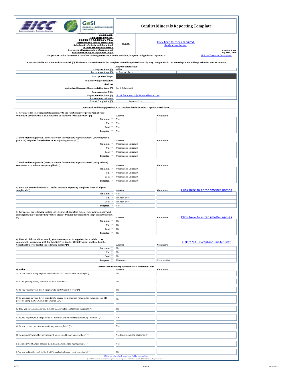 OTTO Company-EICC Gesi Conflict Mineral Reporting Template.Xlsx