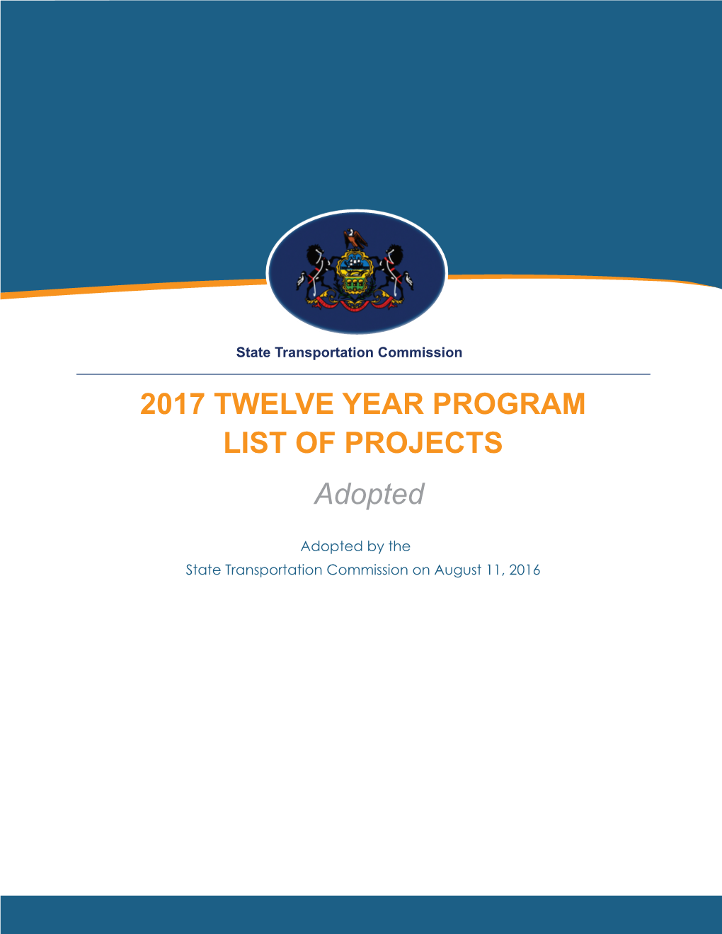 2017 Twelve Year Program List of Projects Adopted