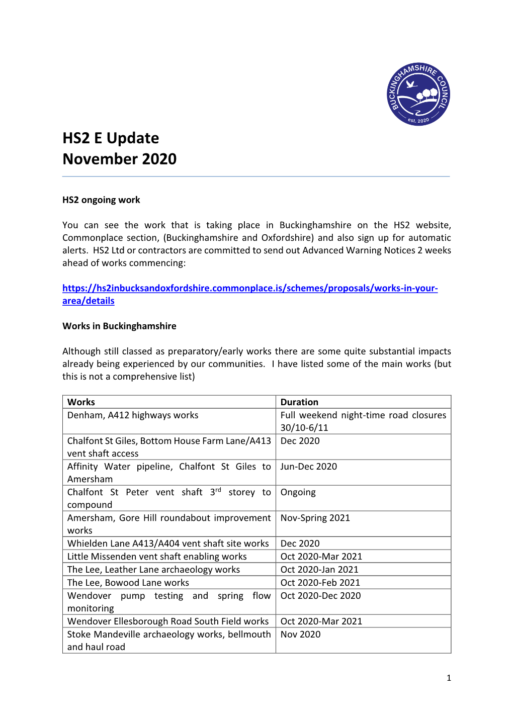 HS2 E Update November 2020