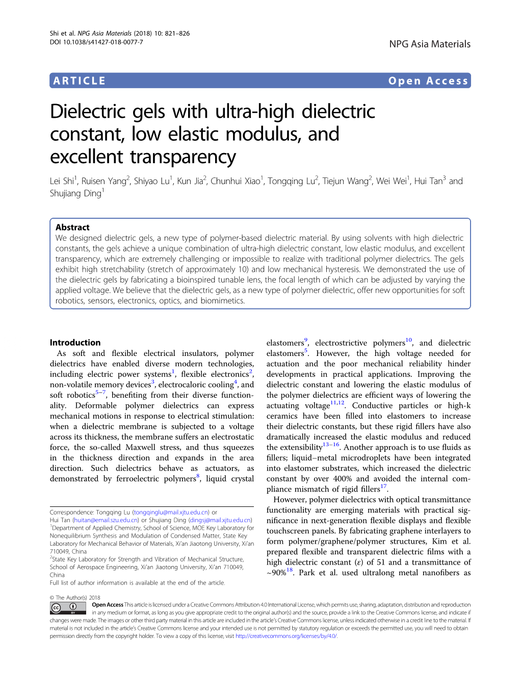 Dielectric Gels with Ultra-High Dielectric Constant, Low Elastic Modulus, And