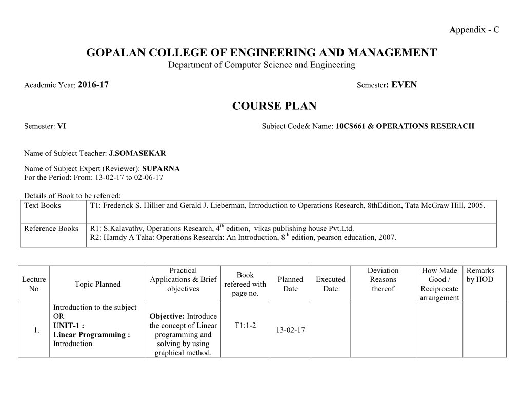 GOPALAN COLLEGE of ENGINEERING and MANAGEMENT Department of Computer Science and Engineering