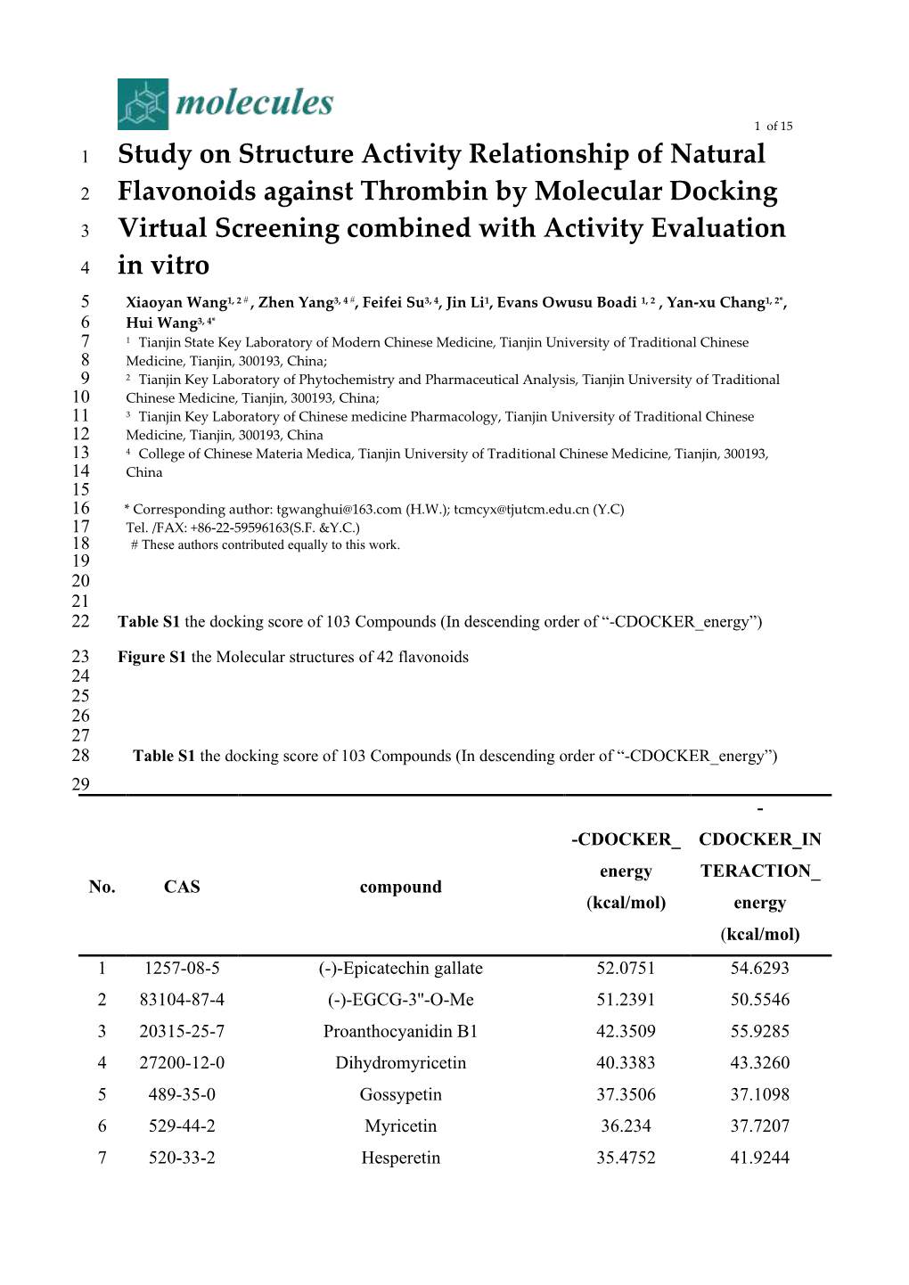 Study on Structure Activity Relationship of Natural Flavonoids