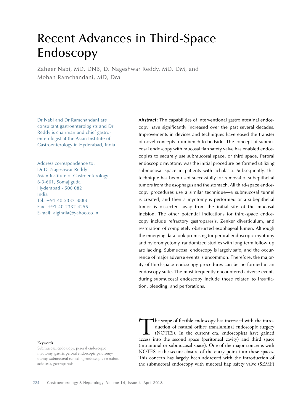 Recent Advances in Third-Space Endoscopy