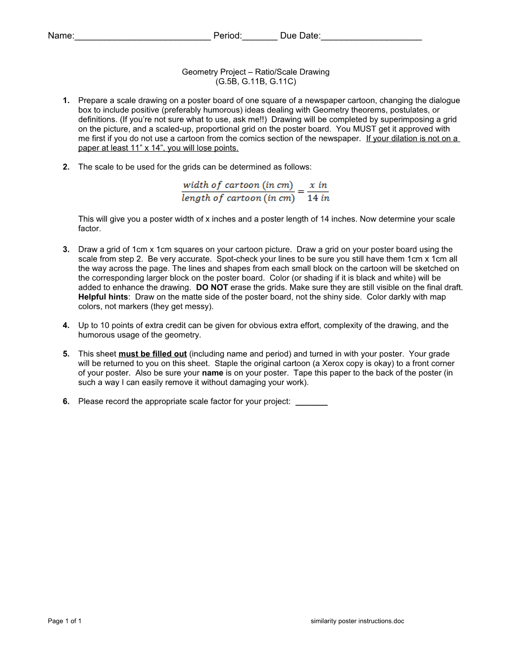 Geometry Project – Ratio/Scale Drawing