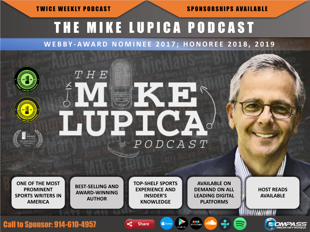The Mike Lupica Podcast Webby- Award Nominee 2017; Honoree 2018, 2019