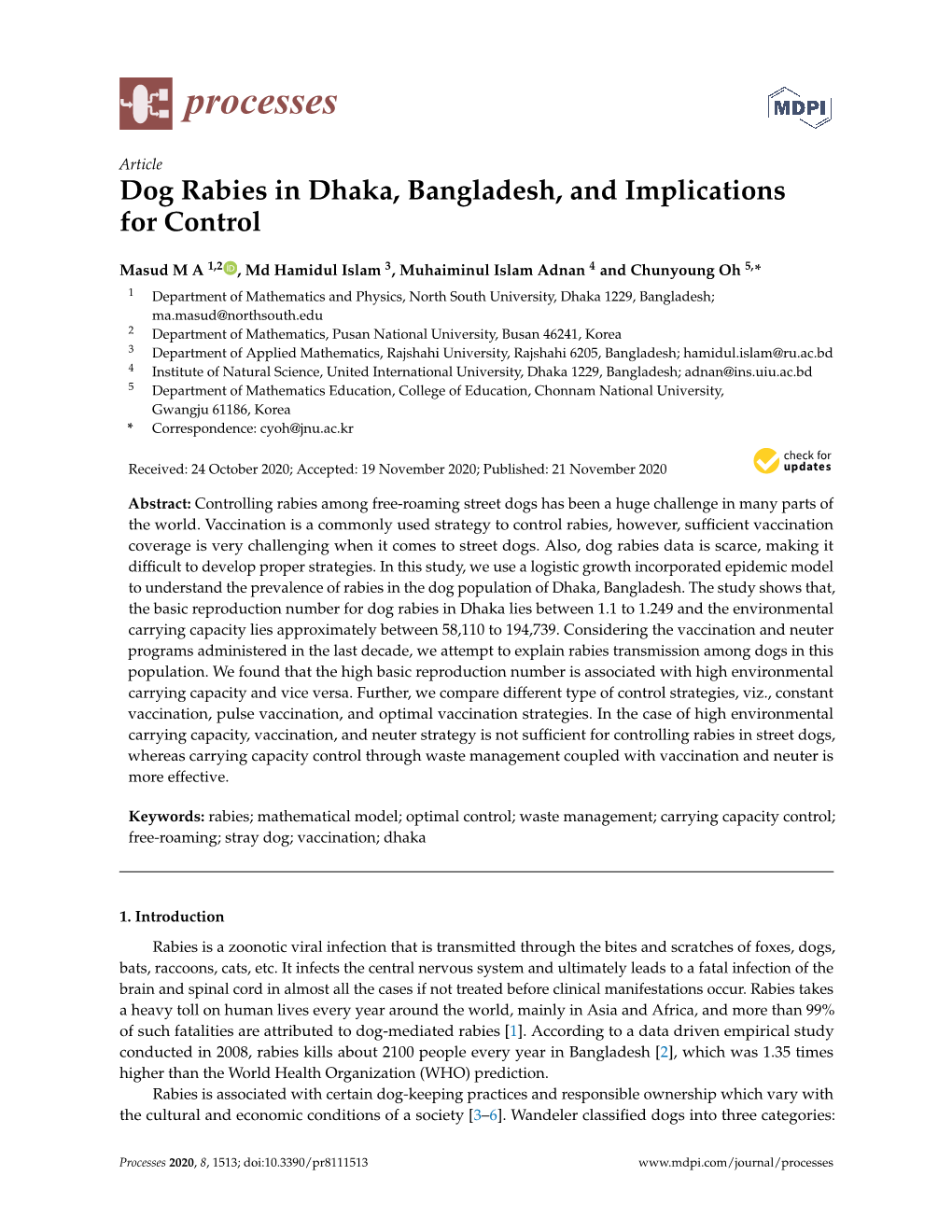 Dog Rabies in Dhaka, Bangladesh, and Implications for Control