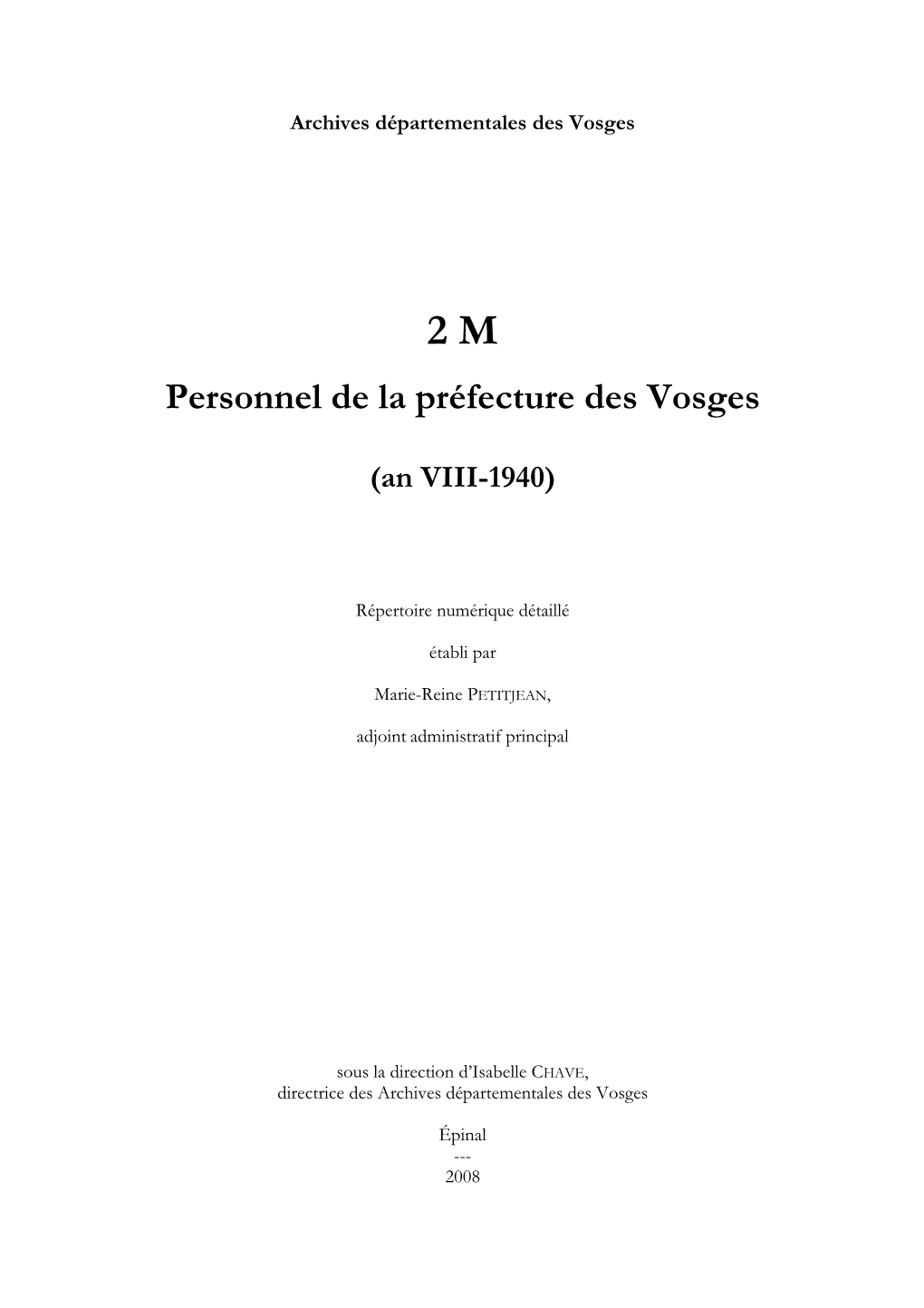 Personnel De La Préfecture an VIII-1940.Pdf