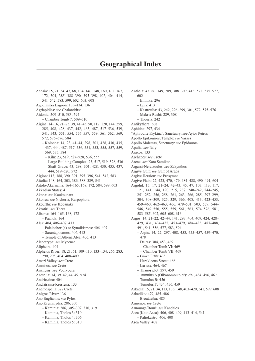 Geographical Index