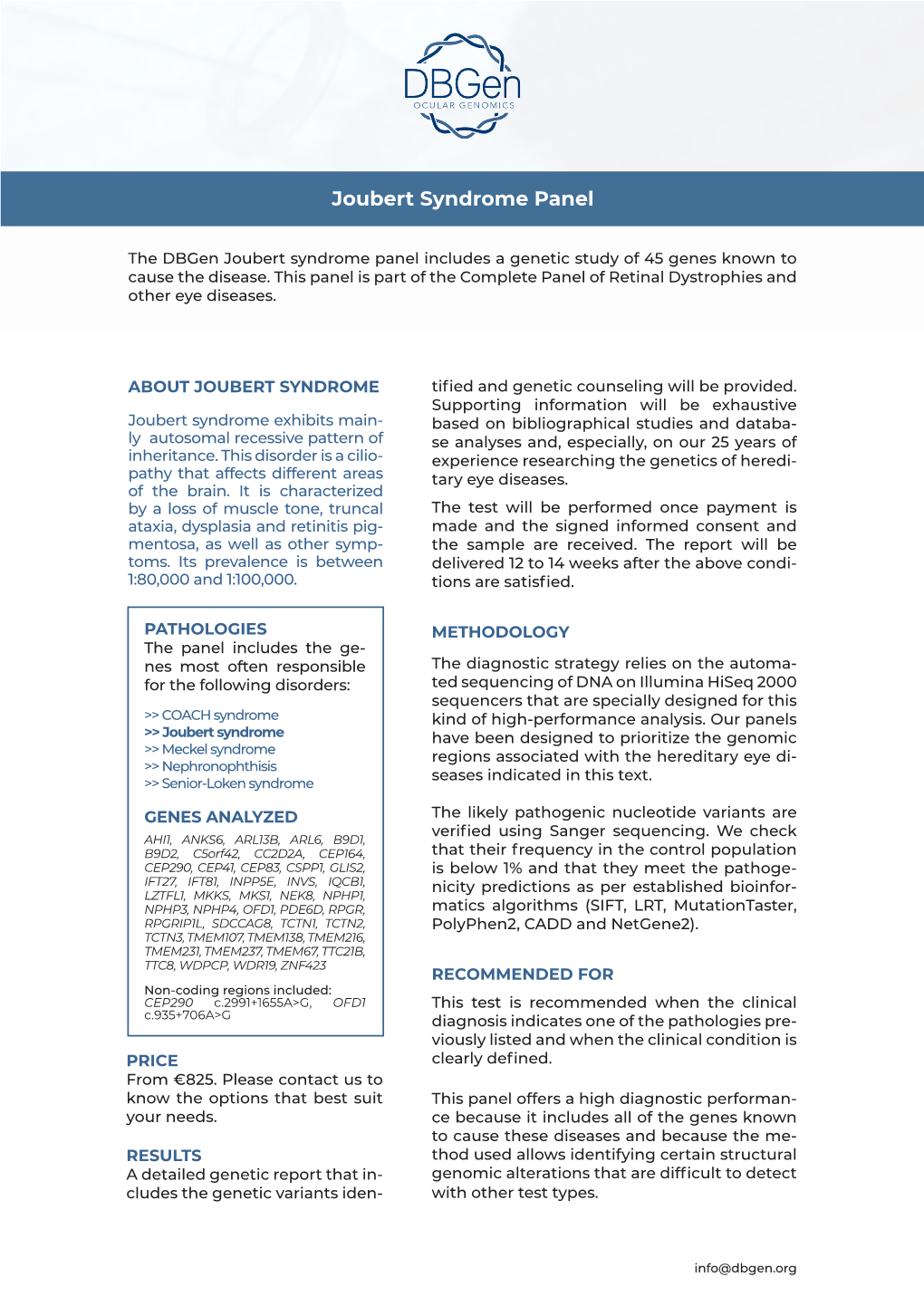 Joubert Syndrome Panel