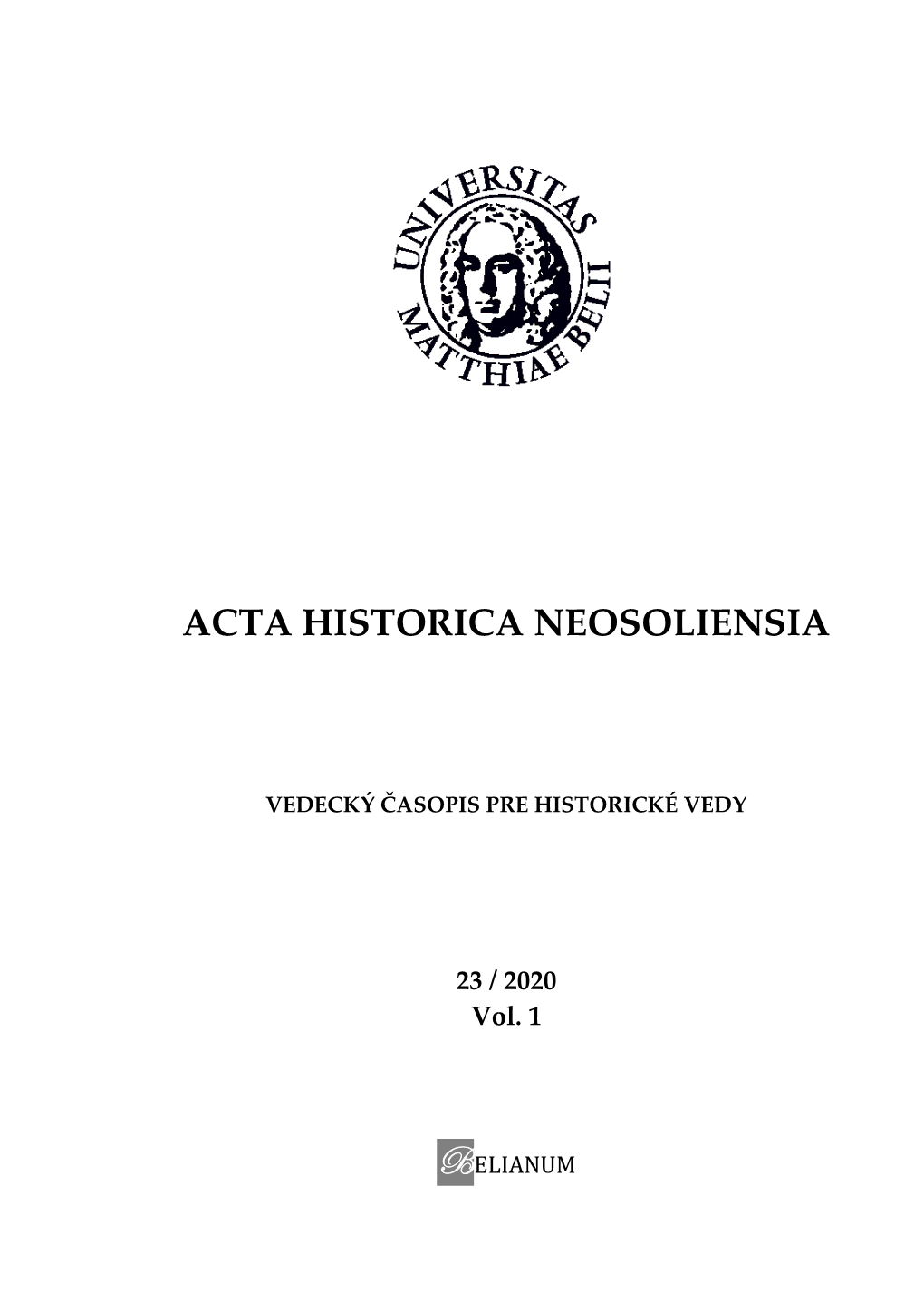 Acta Historica Neosoliensia