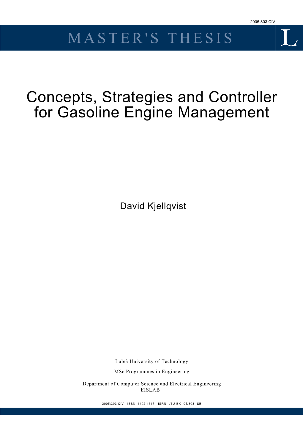 Concepts, Strategies and Controller for Gasoline Engine Management