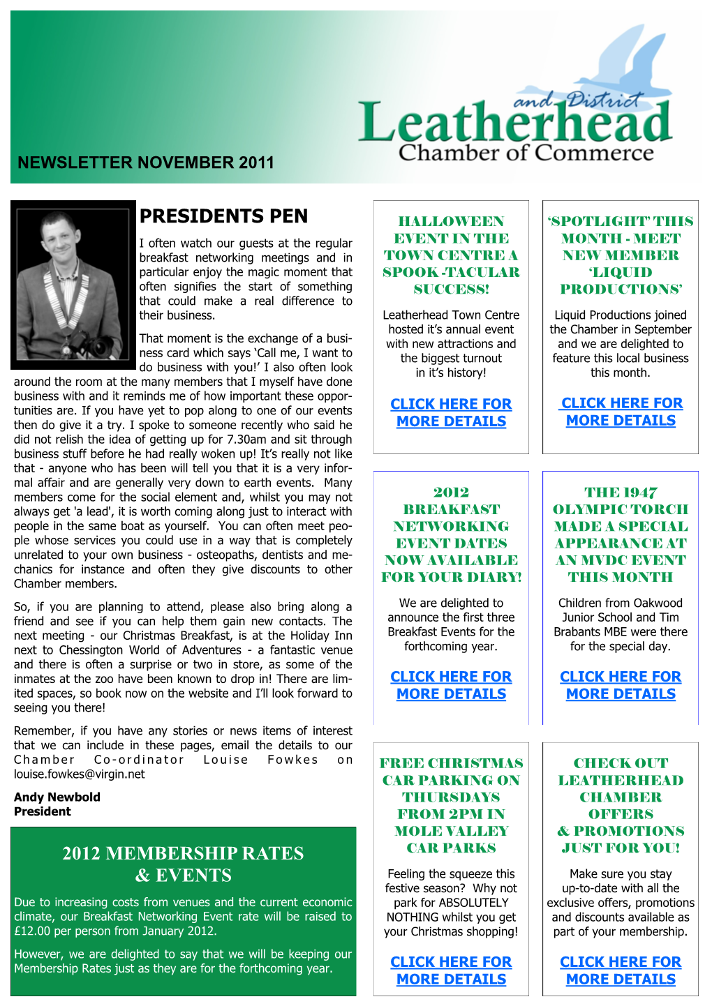 Presidents Pen 2012 Membership Rates & Events