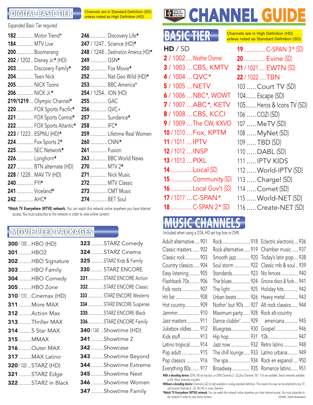 Cable TV Channel Guide