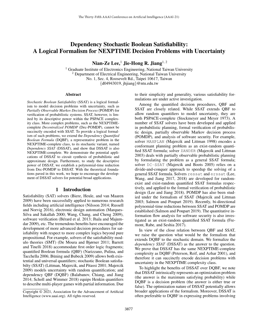 Dependency Stochastic Boolean Satisfiability