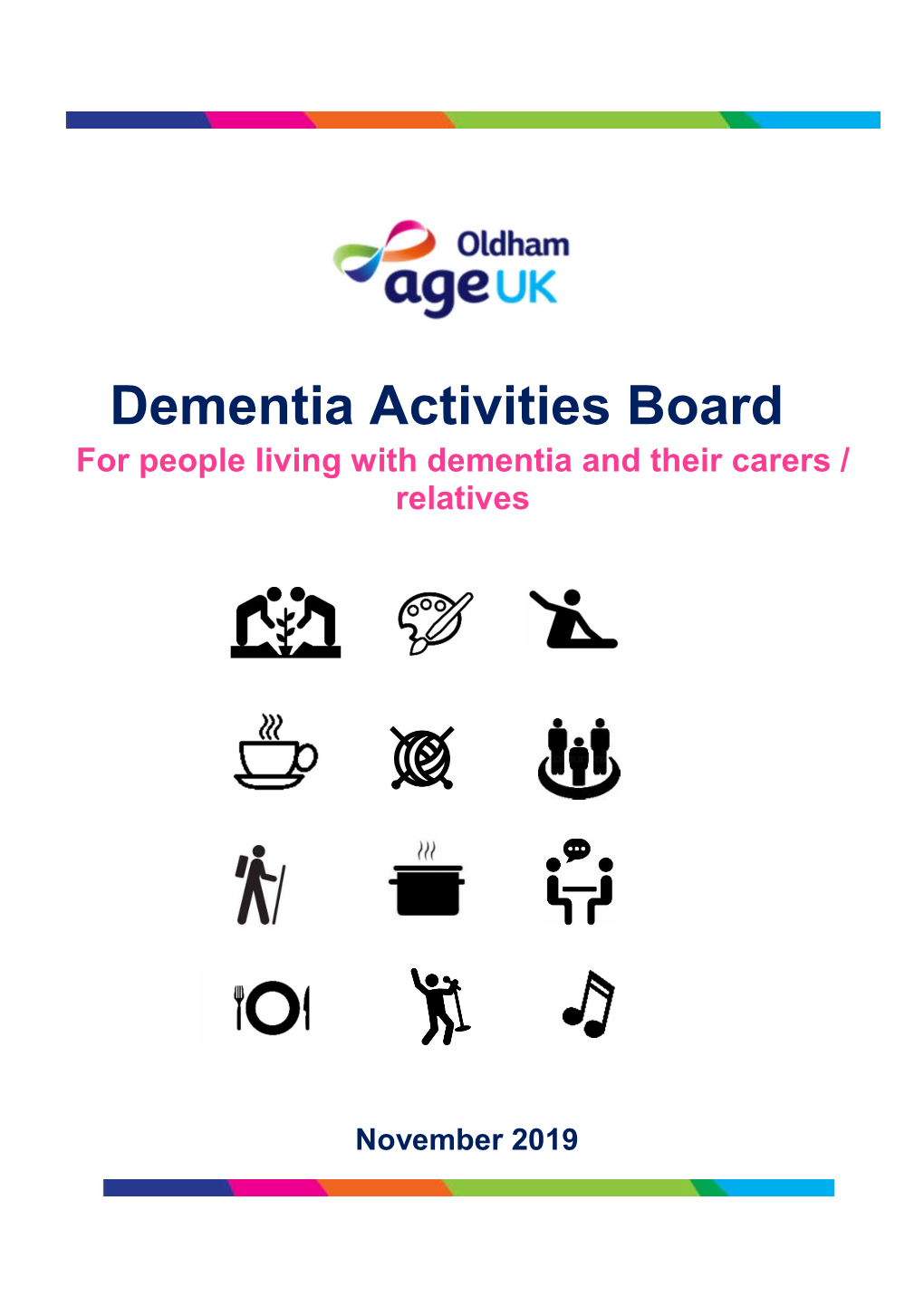 Dementia Activities Board for People Living with Dementia and Their Carers / Relatives