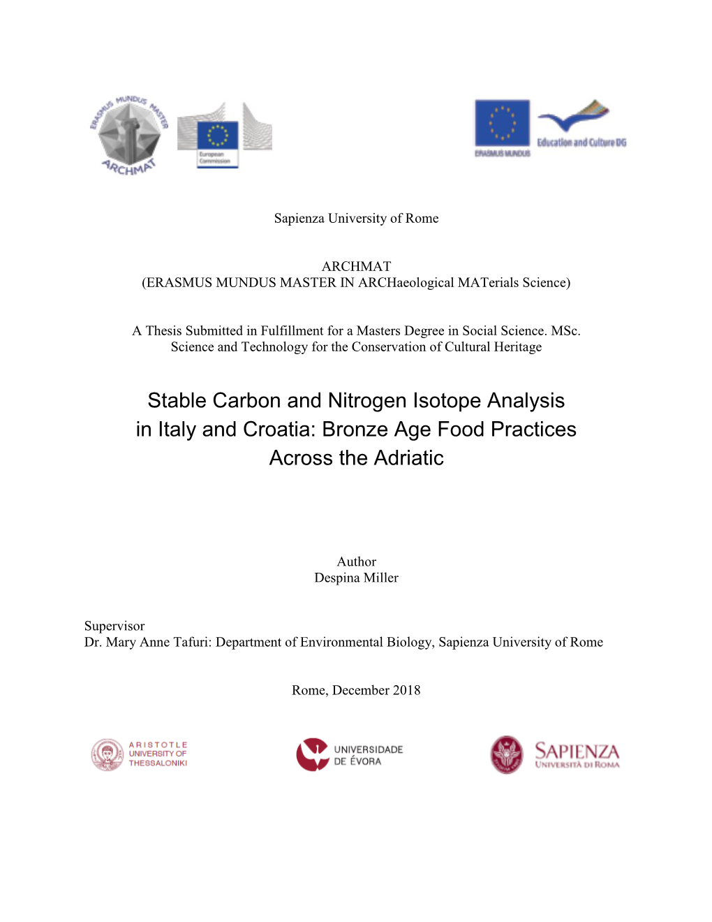 Stable Carbon and Nitrogen Isotope Analysis in Italy and Croatia: Bronze Age Food Practices Across the Adriatic