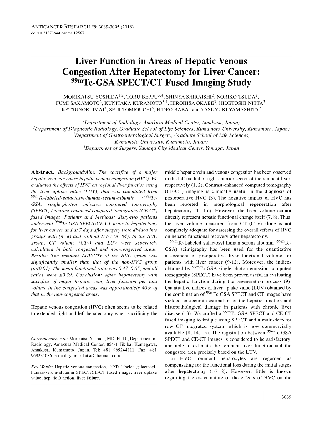 Liver Function in Areas of Hepatic Venous Congestion After