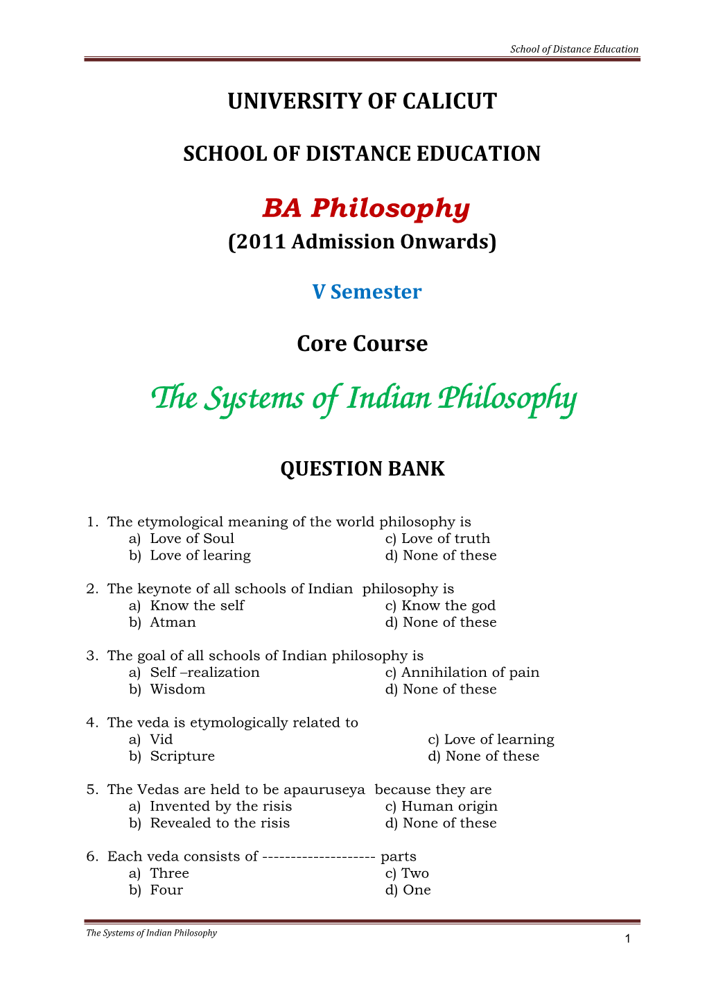 Systems of Indian Philosophy