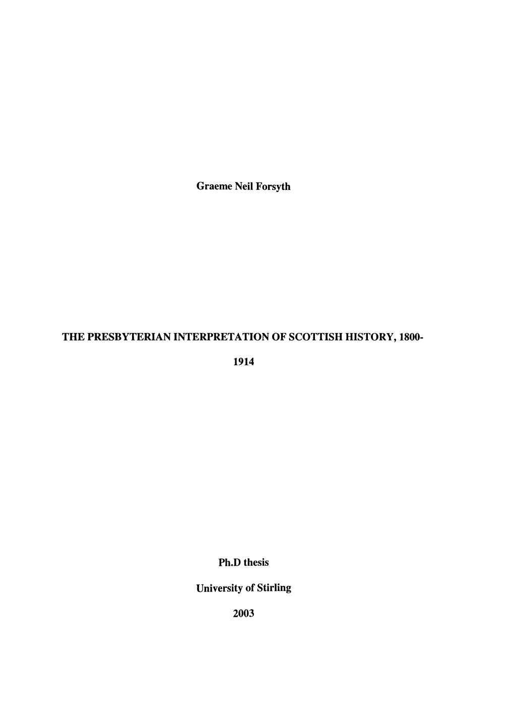 The Presbyterian Interpretation of Scottish History 1800-1914.Pdf