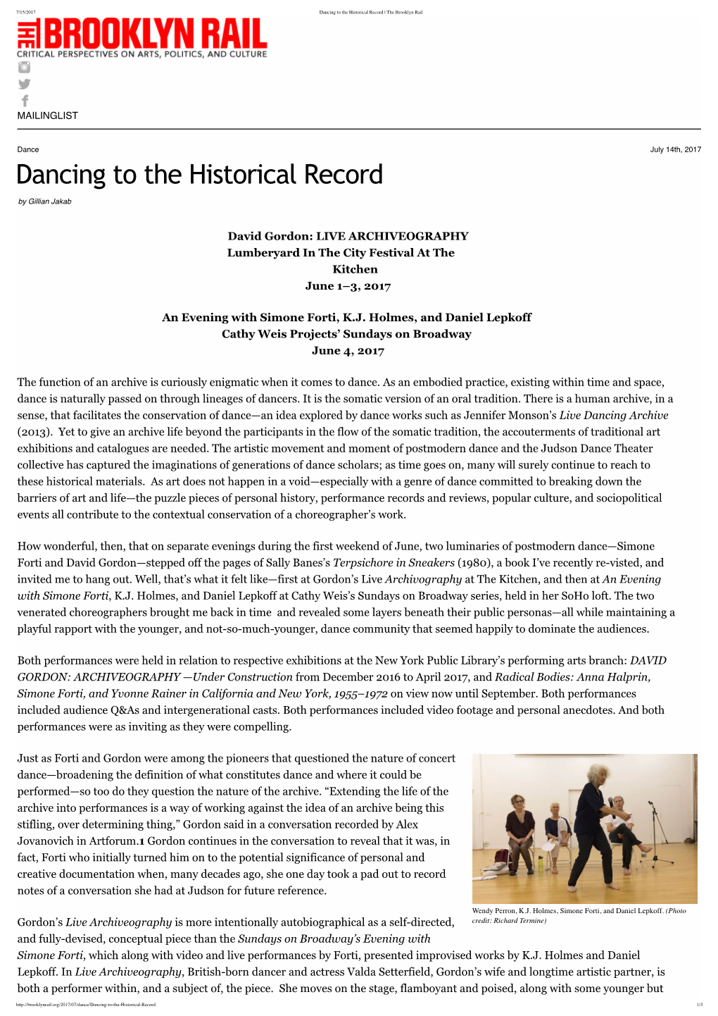Dancing to the Historical Record | the Brooklyn Rail