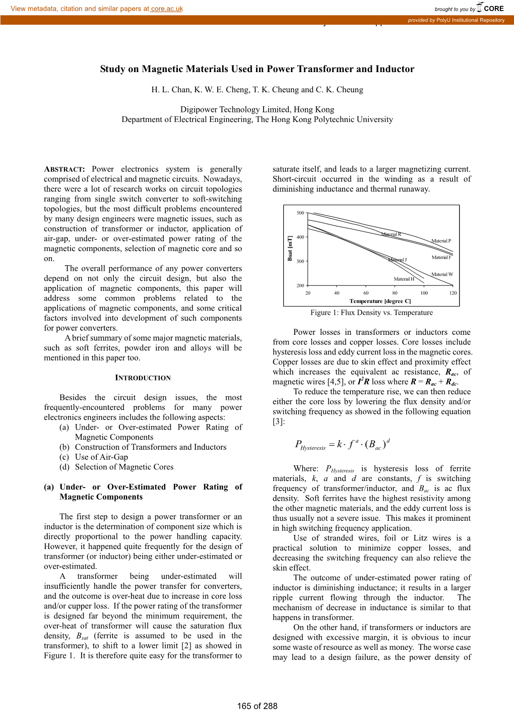 Study on Magnetic Materials Used in Power Transformer and Inductor