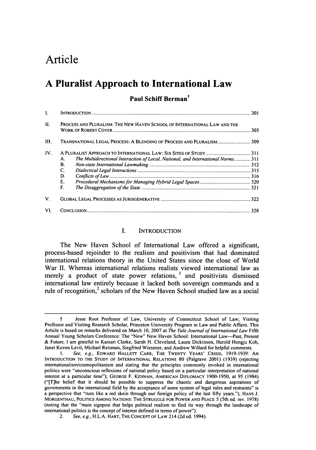 A Pluralist Approach to International Law T Paul Schiff Berman