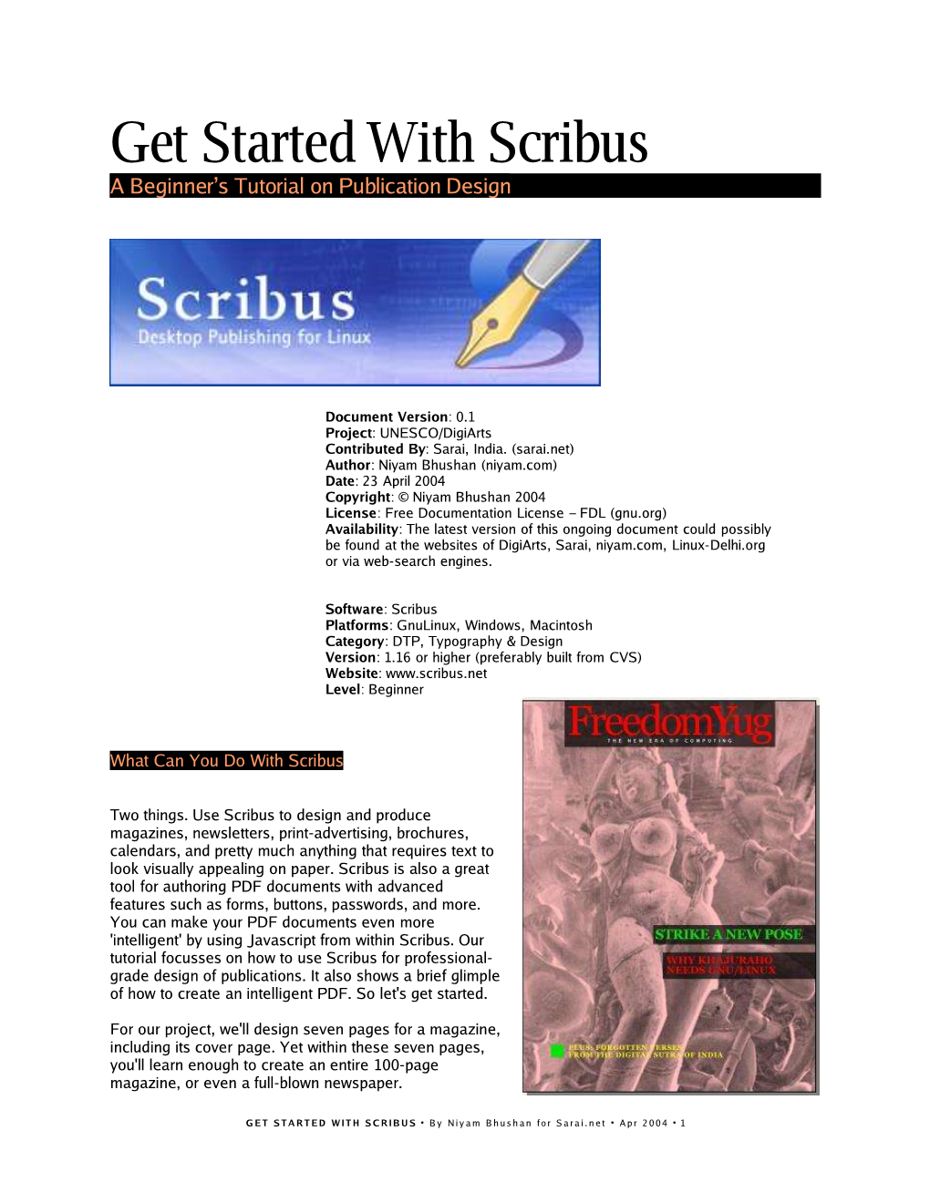 Get Started with Scribus a Beginner’S Tutorial on Publication Design