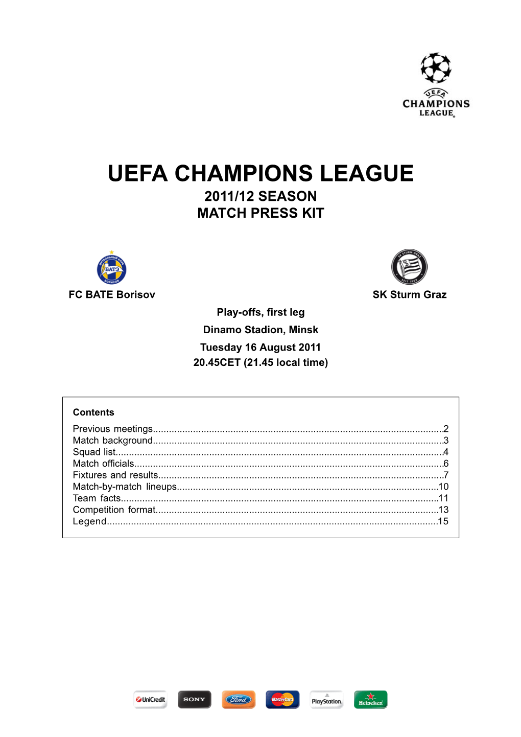 Uefa Champions League 2011/12 Season Match Press Kit