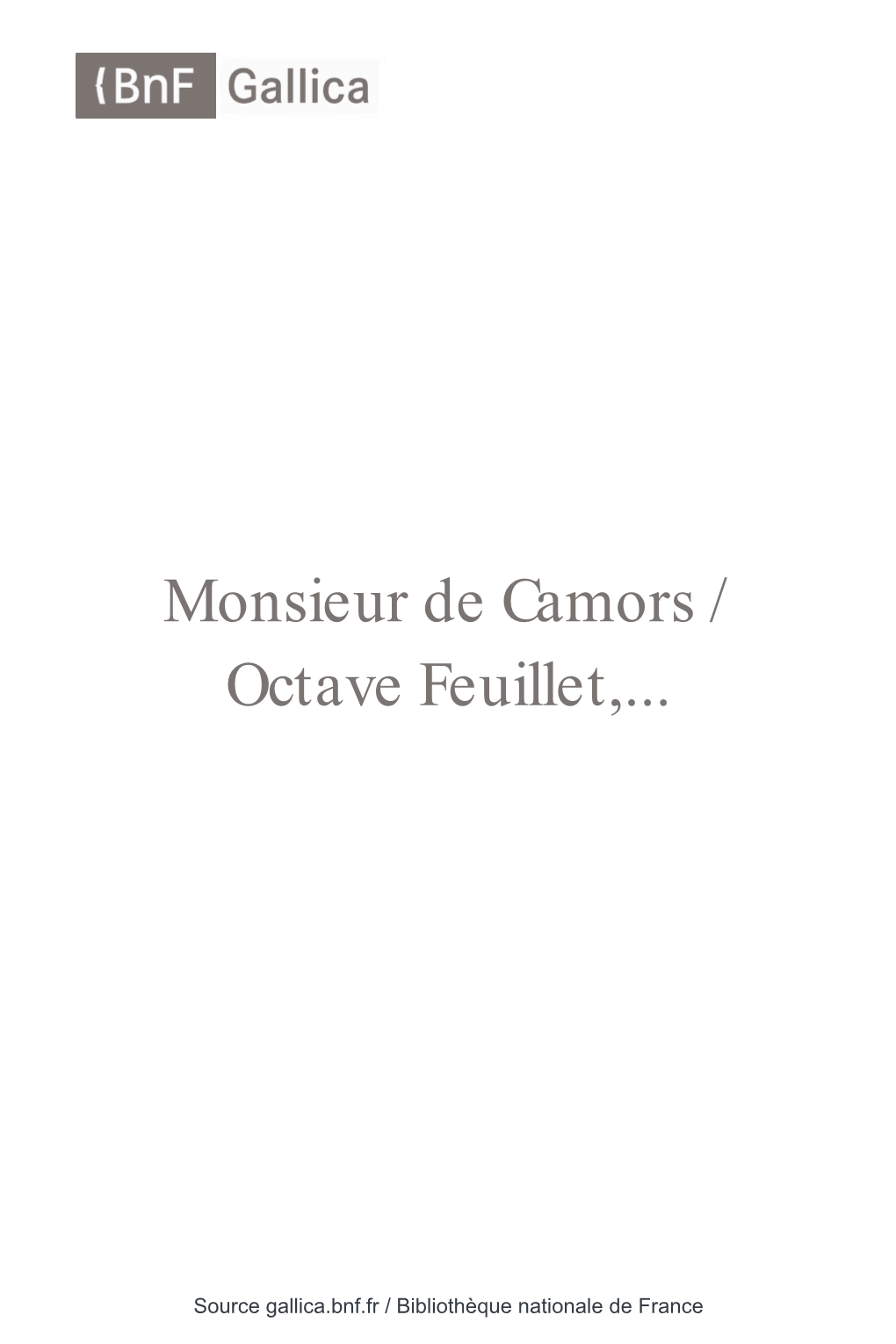 Monsieur De Camors / Octave Feuillet