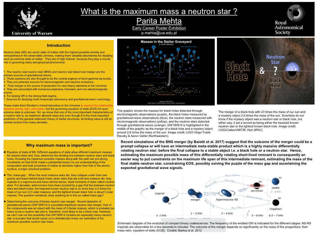 Title What Is the Maximum Mass a Neutron Star ? Parita Mehta