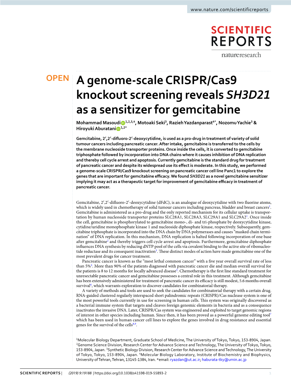 A Genome-Scale CRISPR/Cas9 Knockout Screening Reveals