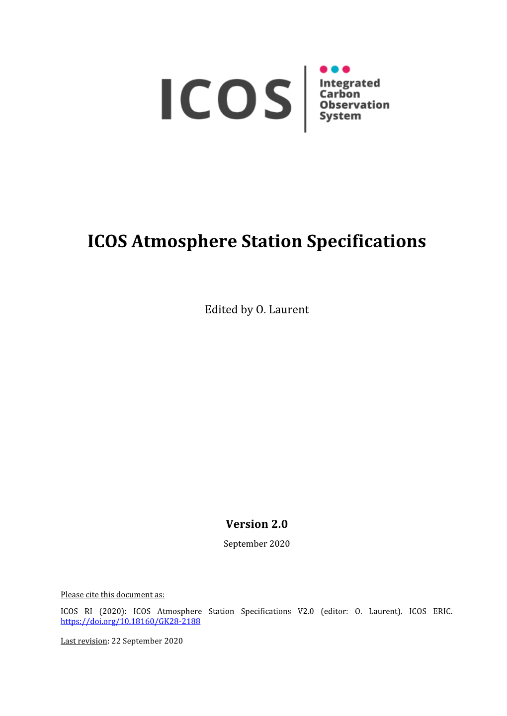 ICOS Atmosphere Station Specifications