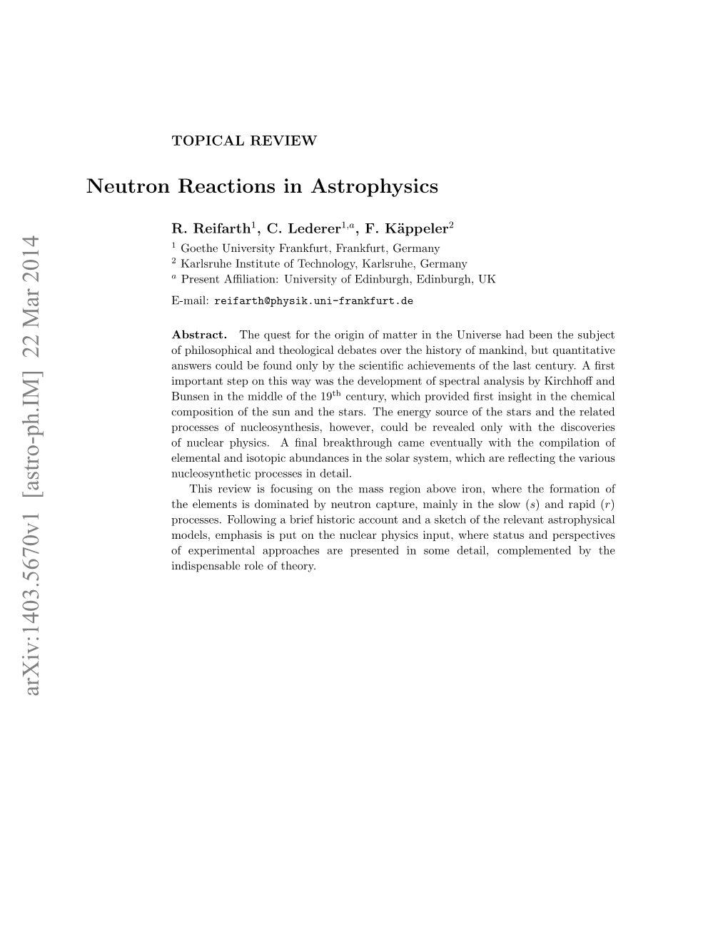 Neutron Reactions in Astrophysics