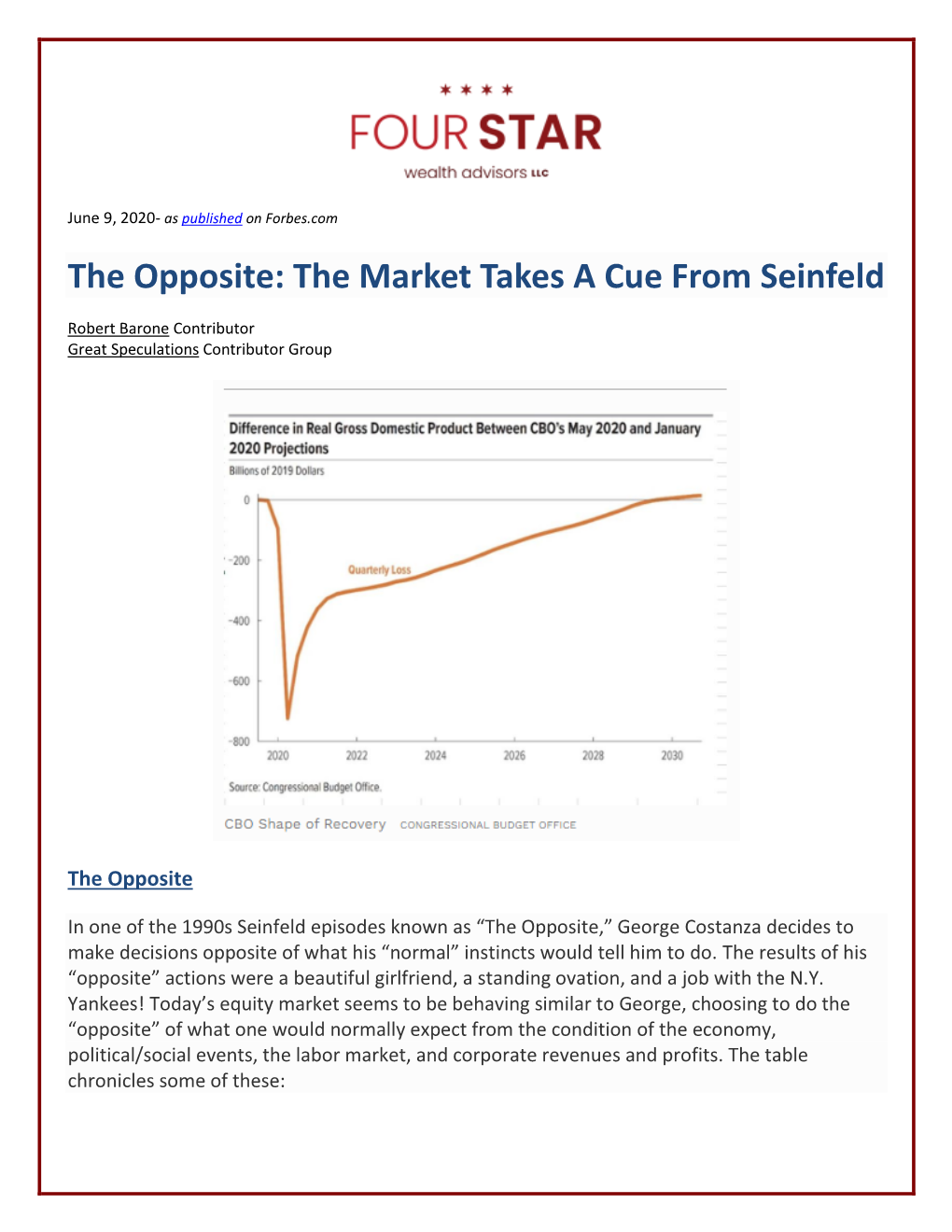 The Market Takes a Cue from Seinfeld