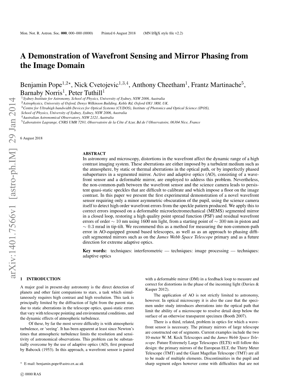 A Demonstration of Wavefront Sensing and Mirror Phasing from the Image Domain