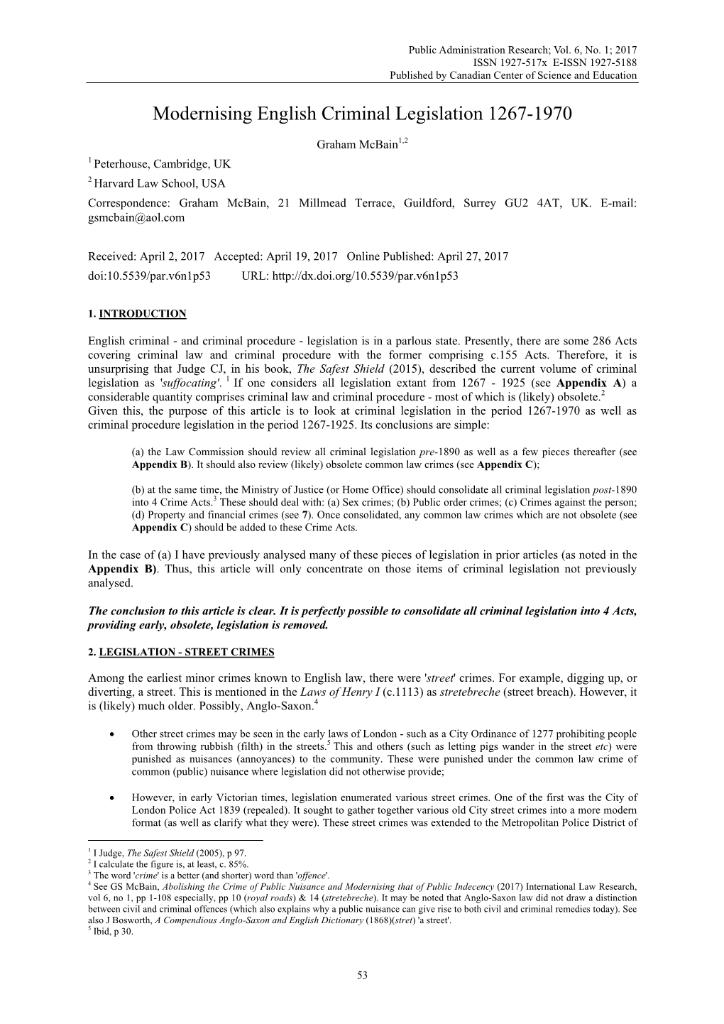 Modernising English Criminal Legislation 1267-1970