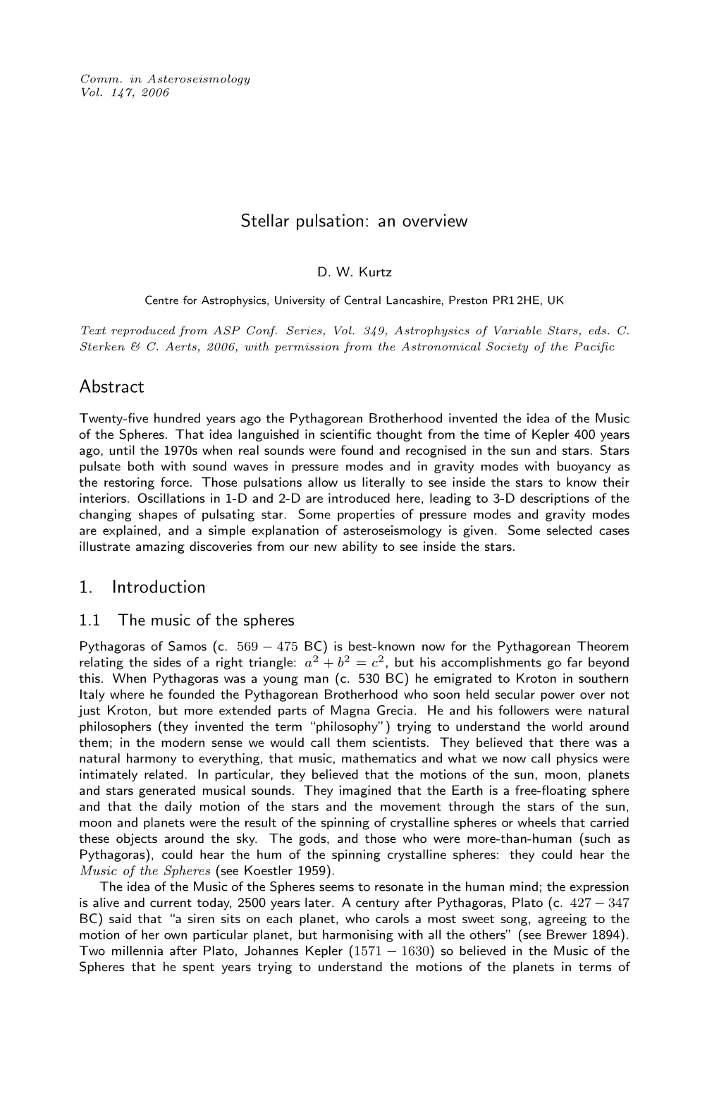 Stellar Pulsation: an Overview