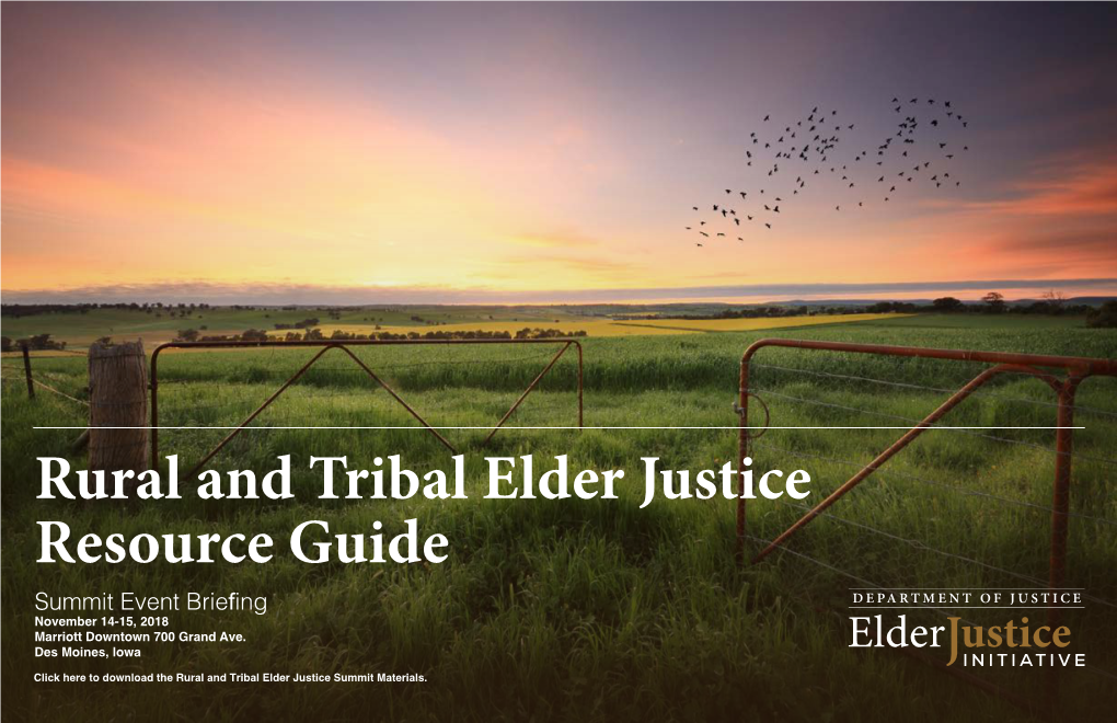 Rural and Tribal Elder Justice Resource Guide, Nov. 2018
