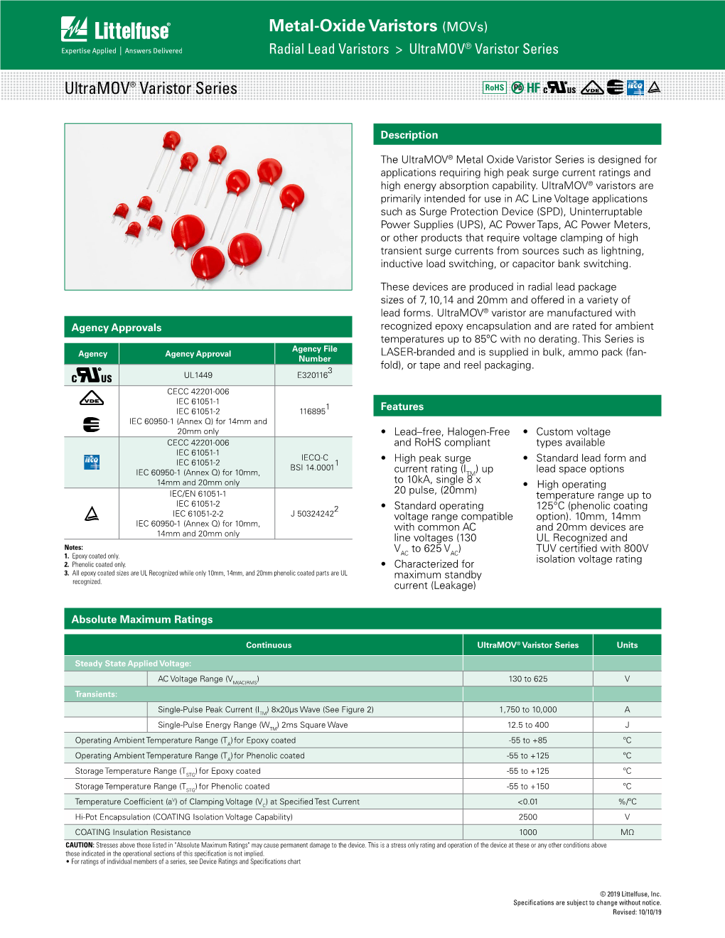 (Movs) Ultramov® Varistor Series