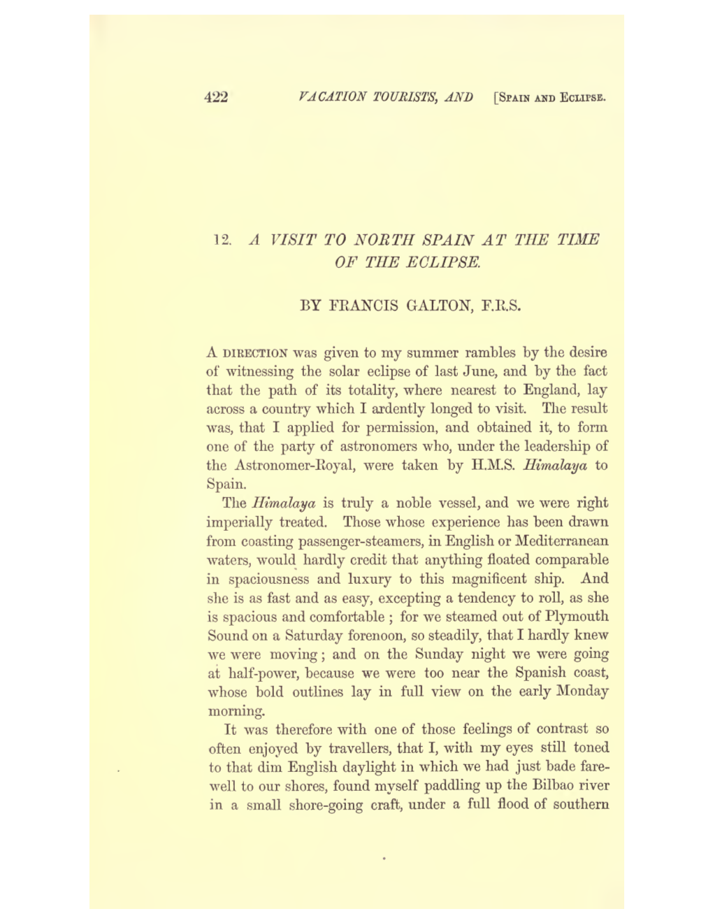 A Visit to North Spain at the Time of the Eclipse of 1860