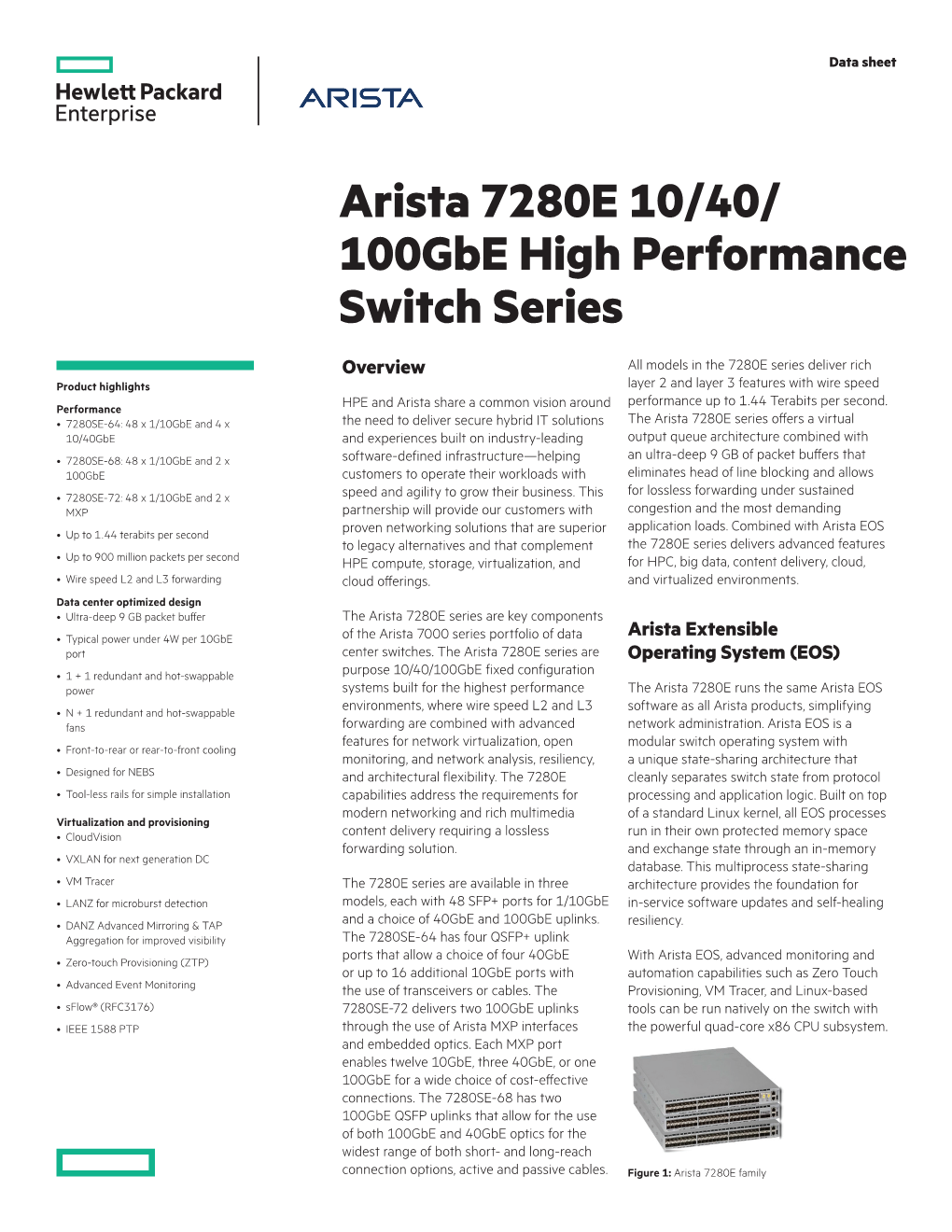 Arista 7280E 10/40/100Gbe High Performance Switch Series
